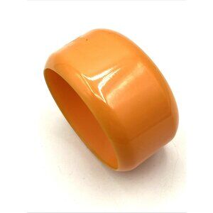Vintage Bakelite Chunky Orange Tangerine Wide Bangle Bracelet 7.5"